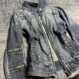 Streetwear Casual Dark Wash Fitted Denim Jacket Women Heavy Multi Zipper High Collar Detail Fashion Coat Top Slim Fit Soft Y2K