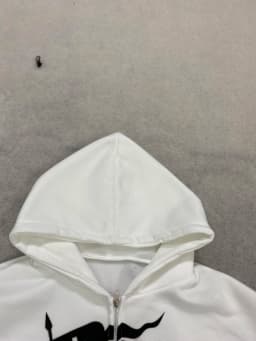American Street White Black Horse Flag Print Zip‑Up Hooded Jacket Women Loose Drop‑Shoulder Vintage Hip‑Hop Sweatshirt