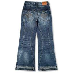 Y2K Retro Blue Flare Jeans Unisex Washed Denim Pants Embroidered Back Pocket Streetwear Wide Leg Bootcut Jeans