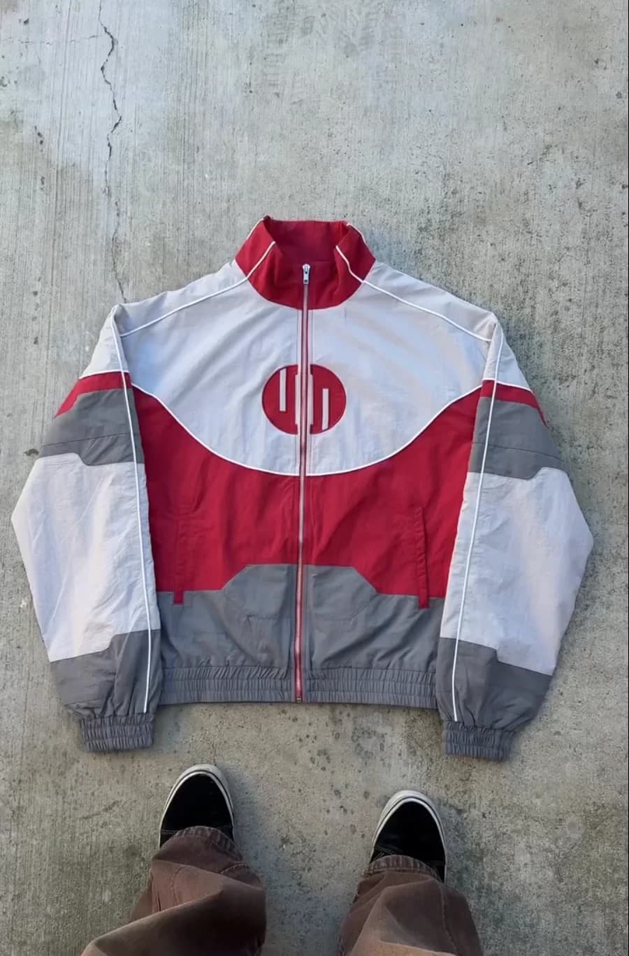 Y2K Loose Red White Spliced Bomber Jacket Oversized Zipper Racing Jacket Men Women Casual Sports Light Jackets Windproof Coat