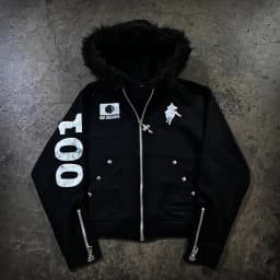 American Retro Rock Gothic Graphic Fur Collar Loose Zipper Sweatshirt Men's Y2K New Harajuku Punk Casual Joker Hoodie Streetwear
