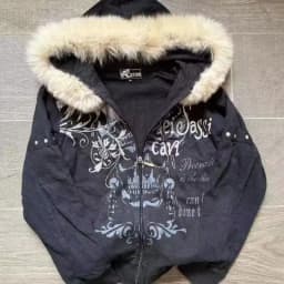 American Retro Rock Gothic Graphic Fur Collar Loose Zipper Sweatshirt Men's Y2K New Harajuku Punk Casual Joker Hoodie Streetwear
