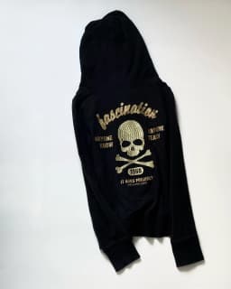 Y2K Goth Punk Zip Up Sweatshirt Embroider Skeleton Cross Bones Pattern Gold Lettering Hoodies Women Winter Streetwear Top Jacket
