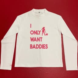 I Only Want Baddies Longsleeve Casual Long Sleeved Y2K Fashion Harajuku Knit Round Neck Sweatshirt Retro Unisex Streetwear Tops
