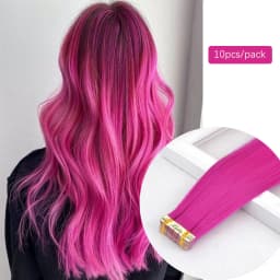 10pcs/pack Tape In Hair Extensions Invisible Adhesive Synthetic Colored Tape In Hair Extension Pink Purple Blue Colorful Hair