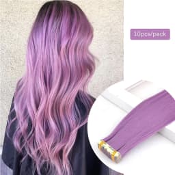 10pcs/pack Tape In Hair Extensions Invisible Adhesive Synthetic Colored Tape In Hair Extension Pink Purple Blue Colorful Hair