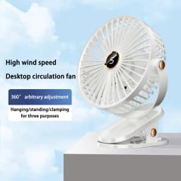 8000mAh Clip-on Fan 5 Speed Quiet Rechargeable Desktop Portable Air Circulator Wireless Fan With LED Light For Camping