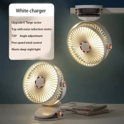 8000mAh Clip-on Fan 5 Speed Quiet Rechargeable Desktop Portable Air Circulator Wireless Fan With LED Light For Camping