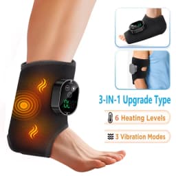 Electric 3-in-1 Ankle Calf Foot Vibration Massager 6 Levels Hot Compress Massage Ankle Brace Plantar Fascia Foot Muscle Relax