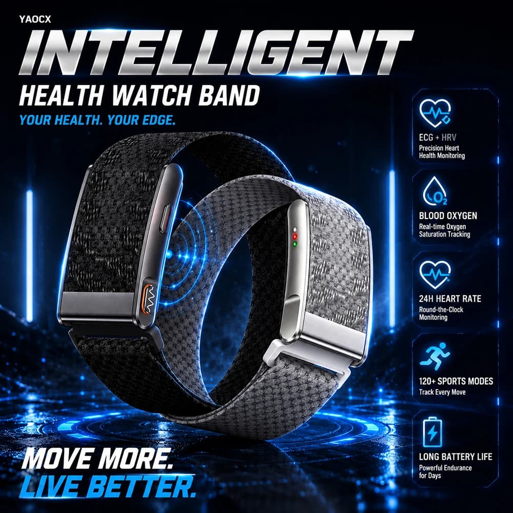 2026 New ECG Health Smart Bracelet HRV Blood Pressure Body Fat BMI Temperature Sleep Monitoring Fitness Tracker for Men Women