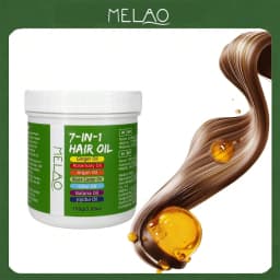 MELAO 7-in-1 Hair Oil, with Ginger, Rosemary, Argan & Black Castor Oil, Nourishing Scalp & Hair Oil for Dry, Damaged Hair