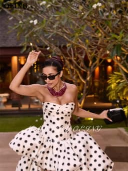 OEING Elegant A-Line Prom Dresses Sweetheart Polka Dots High/Low Birthday Party Dresses Gala Women robes de soirée Customized