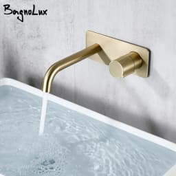 Bathroom Faucet Wall Mounted Mixer Sink Tap Dual Control Single Handle Faucet Solid Brass Rose Gold Tap Hot And Cold Water