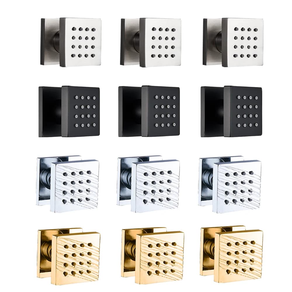 Chrome Black Brass Body Sprays Square Shower Spa Massage Body Jets Golden Concealed Shower Spray Head Faucet Accessory