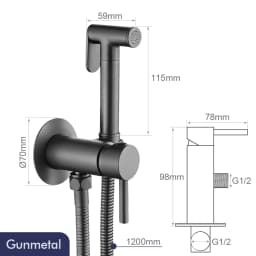 Bagnolux Brushed Gold Toilet Held Bidet Sprayer Kit with Hose and Holder Wall Mounted Hot and Cold Mixed Type Bathroom Faucet