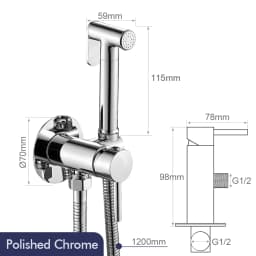 Bagnolux Brushed Gold Toilet Held Bidet Sprayer Kit with Hose and Holder Wall Mounted Hot and Cold Mixed Type Bathroom Faucet