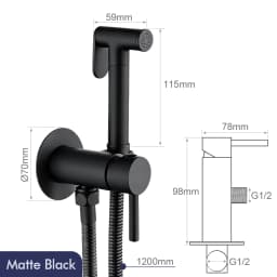 Bagnolux Brushed Gold Toilet Held Bidet Sprayer Kit with Hose and Holder Wall Mounted Hot and Cold Mixed Type Bathroom Faucet