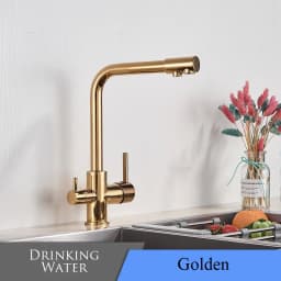 Chrome Kitchen Faucet Dual Swivel Spout Drinking Water Filter Brass Purifier Vessel Sink Mixer Tap Hot and Cold Water Torneira