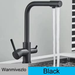 Chrome Kitchen Faucet Dual Swivel Spout Drinking Water Filter Brass Purifier Vessel Sink Mixer Tap Hot and Cold Water Torneira