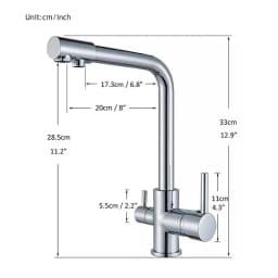 Chrome Kitchen Faucet Dual Swivel Spout Drinking Water Filter Brass Purifier Vessel Sink Mixer Tap Hot and Cold Water Torneira