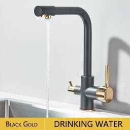 Chrome Kitchen Faucet Dual Swivel Spout Drinking Water Filter Brass Purifier Vessel Sink Mixer Tap Hot and Cold Water Torneira