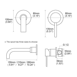 Bagnolux Black Chrome Rose Gold Brushed Polished Brass Single Handle Hot Cold Water Wall Mounted Embedded Bathroom Basin Faucet