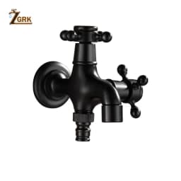 ZGRK Brass Black Faucet Bathroom Washing Machine Faucet Mop Taps Toilet Corner Faucet Tap Garden Outdoor Mixer Double Using