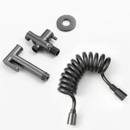 Wall Mounted Toilet Shower Bidet Spray Gun Faucet Set with Spring PVC SS Hose Chrome/Black/Grey Metal Brass for Bathroom