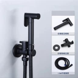 Wall Mounted Toilet Shower Bidet Spray Gun Faucet Set with Spring PVC SS Hose Chrome/Black/Grey Metal Brass for Bathroom