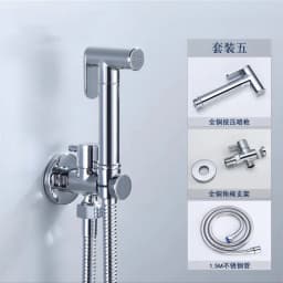 Wall Mounted Toilet Shower Bidet Spray Gun Faucet Set with Spring PVC SS Hose Chrome/Black/Grey Metal Brass for Bathroom