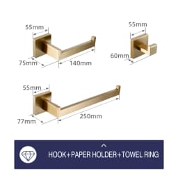 Brushed Gold Bathroom Accessories Set Toilet Brush Holder Toilet Paper Holder Towel Bar Rail Rack Hanger Hook Soap Dish Hardware