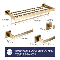Brushed Gold Bathroom Accessories Set Toilet Brush Holder Toilet Paper Holder Towel Bar Rail Rack Hanger Hook Soap Dish Hardware