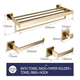 Brushed Gold Bathroom Accessories Set Toilet Brush Holder Toilet Paper Holder Towel Bar Rail Rack Hanger Hook Soap Dish Hardware