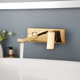 KEMAIDI Golden Plated Bathroom Sink Faucet Wall Mounted Washbasin Faucet Tap Concealed Crane Hot and Cold Water Faucet Mixer
