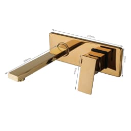 KEMAIDI Golden Plated Bathroom Sink Faucet Wall Mounted Washbasin Faucet Tap Concealed Crane Hot and Cold Water Faucet Mixer