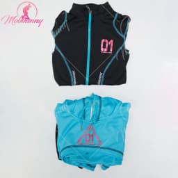 MOBBUNNY Women's Vocal Derivative Sexy Cosplay Cyber Style Tight Sportswear Bodysuit with Hooded Short Jacket and Headdress