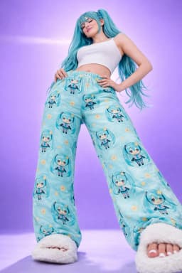 2026 Summer Miku Cartoon Full Over Print Adult Kids Pajama Pants Flannel Quick-dry Comfy Lightweight Casual Pants Kawaii Pants