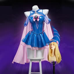Anime Dark Magician Girl Mana Cosplay Costumes Women Sexy Leather Skirt Top Hat Cloak Suit Halloween Carnival Performese Clothes
