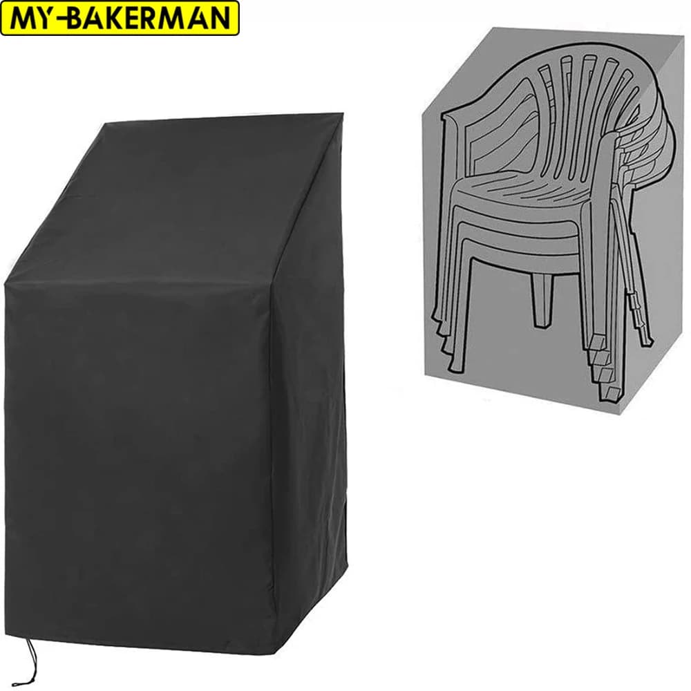 Outdoor Garden Terrace Stackable Chair Dust Cover Storage Bag Furniture Protection Cover Furniture Waterproof Black