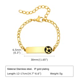 Customized Name Baby Flower Baby Bracelet, 18K Gold Plated Flower ID Bar for Kids Child, Waterproof Tarnish-Free Birthday Gift