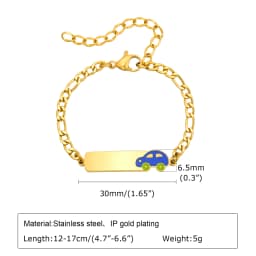 Customized Name Baby Flower Baby Bracelet, 18K Gold Plated Flower ID Bar for Kids Child, Waterproof Tarnish-Free Birthday Gift