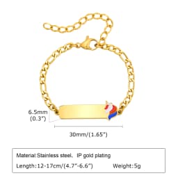 Customized Name Baby Flower Baby Bracelet, 18K Gold Plated Flower ID Bar for Kids Child, Waterproof Tarnish-Free Birthday Gift