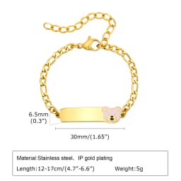 Customized Name Baby Flower Baby Bracelet, 18K Gold Plated Flower ID Bar for Kids Child, Waterproof Tarnish-Free Birthday Gift