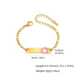 Customized Name Baby Flower Baby Bracelet, 18K Gold Plated Flower ID Bar for Kids Child, Waterproof Tarnish-Free Birthday Gift
