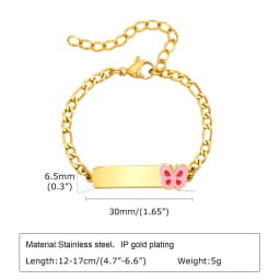 Customized Name Baby Flower Baby Bracelet, 18K Gold Plated Flower ID Bar for Kids Child, Waterproof Tarnish-Free Birthday Gift