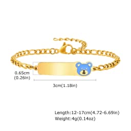 Customized Name Baby Flower Baby Bracelet, 18K Gold Plated Flower ID Bar for Kids Child, Waterproof Tarnish-Free Birthday Gift