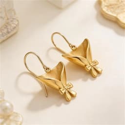 Wearable Bouquet Clip Flower Holder Earring and Necklace Set for Women Gold Tone Dainty Floral Jewelry Set Gift