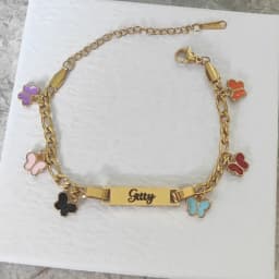 Customized Laser Engraved Baby Name Bracelet, Butterfly Heart Shaped Stainless Steel Children's Customized Bracelet Gift