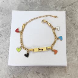 Customized Laser Engraved Baby Name Bracelet, Butterfly Heart Shaped Stainless Steel Children's Customized Bracelet Gift