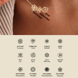 Dainty Birth Flower Necklace For Women 18K Gold Birth Flower Bouquet Necklaces Personalized Family Gift Mothers Day Gifts